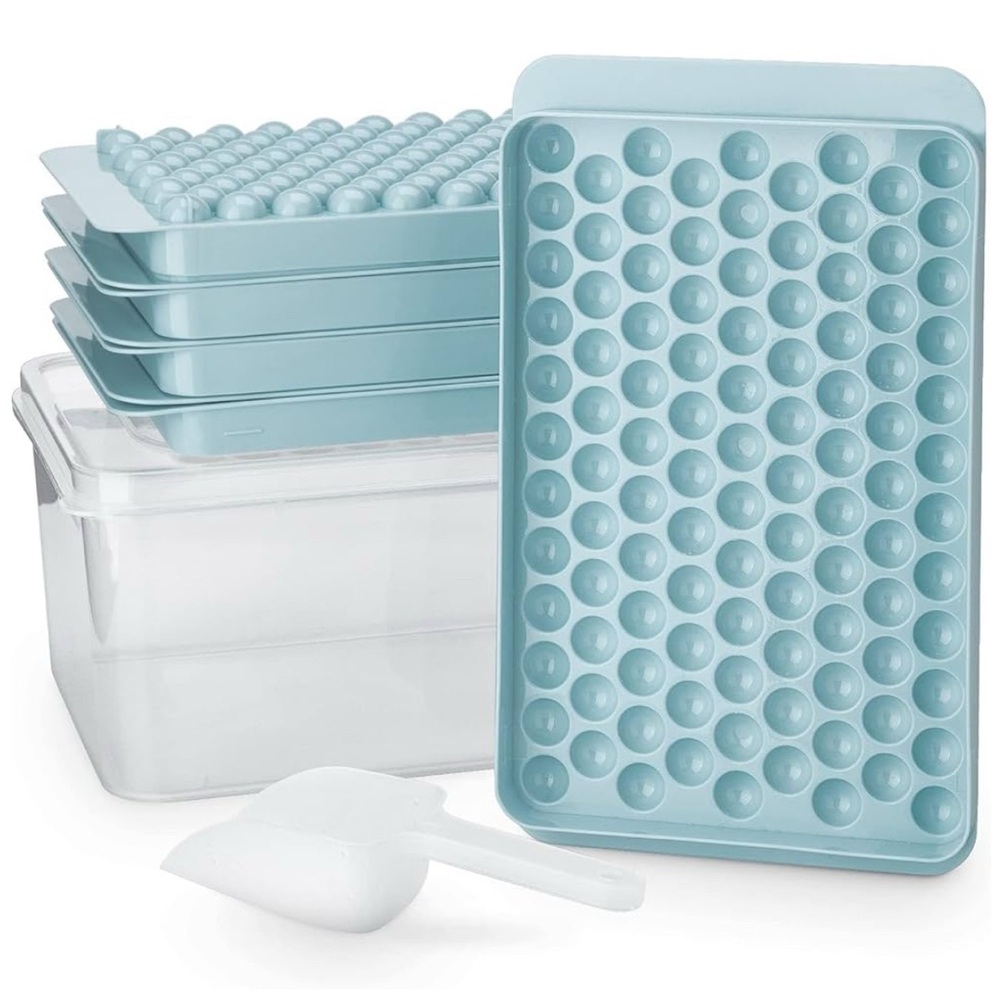 Ice Cube Tray Set with Storage Bin and Scoop - Blue